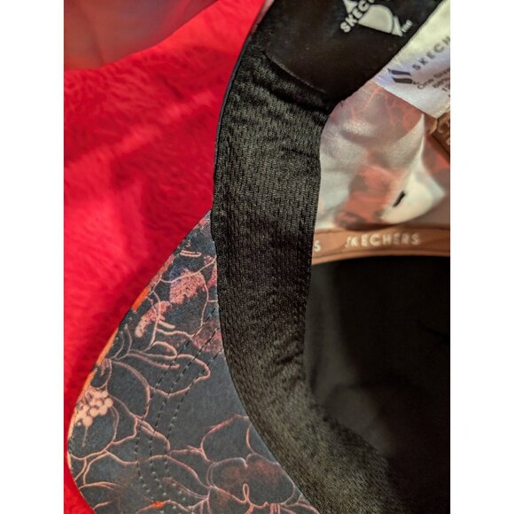 Skechers Floral Baseball Cap Hat Black Red Mauve Adjustable Performance Women's - Picture 8 of 8